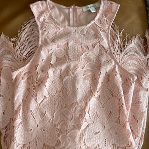 Light pink midi dress with beautiful lace details.